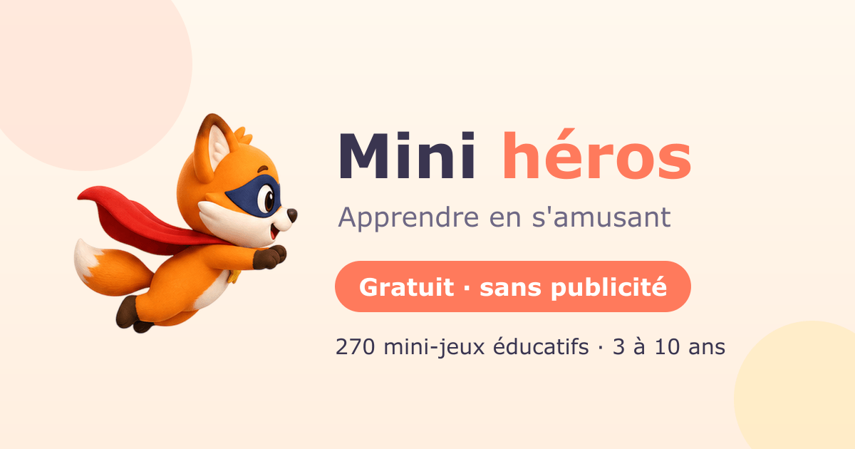 Roxy, le renard super-héros de Mini héros, et la mention « Gratuit, sans publicité ».